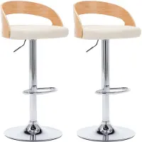 vidaXL Barhocker 2 Stk. Cremeweiß Kunstleder und Bugholz
