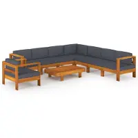 vidaXL 9-tlg. Garten-Lounge-Set mit Dunkelgrauen Auflagen Akazienholz