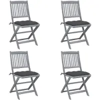 vidaXL Klappbare Gartenstühle 4 Stk. mit Kissen Massivholz Akazie