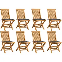 vidaXL Gartenstühle mit Anthrazit Kissen 8 Stk. Massivholz Teak