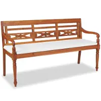 vidaXL Batavia Gartenbank mit Polstern 150 cm Teak