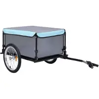 vidaXL Fahrradanhänger Grau und Blau 65 kg
