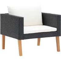 vidaXL 1-Sitzer-Gartensofa mit Auflagen Poly Rattan Schwarz