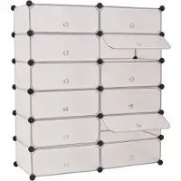 vidaXL Schuh-Organizer Zusammenklappbar mit 12 Fächern Weiß