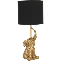 Clayre & Eef Tischlampe Elefant Ø 20x46 cm Goldfarbig Schwarz Polyresin