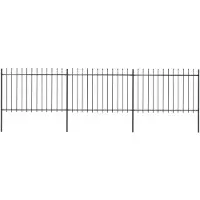 vidaXL Gartenzaun mit Speerspitze Stahl 504 x 120 cm Schwarz