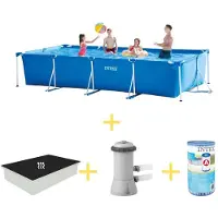 Intex Frame Pool - 450 x 220 x 84 cm - Inklusive Solarsegel, Filterpumpe & Filter