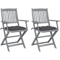 vidaXL Klappbare Gartenstühle 2 Stk. mit Kissen Massivholz Akazie