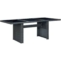 vidaXL Gartentisch Dunkelgrau Poly Rattan und Hartglas