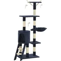 vidaXL Katzen-Kratzbaum mit Sisal-Säulen 138 cm Dunkelblau
