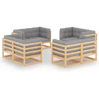 vidaXL 8-tlg. Garten-Lounge-Set mit Kissen Kiefer Massivholz