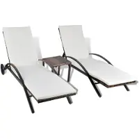vidaXL Sonnenliegen mit Tisch Poly Rattan Braun