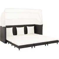 vidaXL Ausziehbares 3-Sitzer-Schlafsofa mit Dach Poly Rattan Schwarz 46075