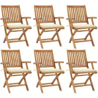 vidaXL Klappbare Gartenstühle mit Kissen 6 Stk. Massivholz Teak