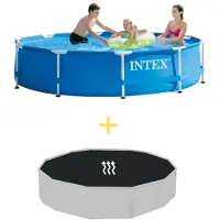 Intex Metal Frame Pool - 305 x 76 cm - Inklusive Solarsegel