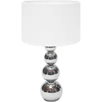 Ranex 6000.074 Tischleuchte Mandy mit Touchfunktion, Chrom, Weiß, Metall, Textil, Schlafzimmer, Wohnzimmer, E14, 1 Glühbirne(n), Ambiente