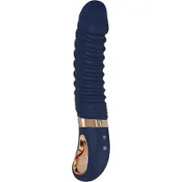 Dream Toys Goddess - gerippter Vibrator mit Heizung (dunkelblau)