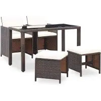 vidaXL 5-tlg. Garten-Essgruppe mit Auflagen Poly Rattan Braun