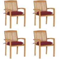 vidaXL Stapelbare Gartenstühle mit Kissen 4 Stk. Massivholz Teak