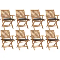 vidaXL Klappbare Gartenstühle mit Kissen 8 Stk. Massivholz Teak