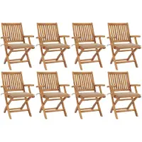 vidaXL Klappbare Gartenstühle mit Kissen 8 Stk. Massivholz Teak