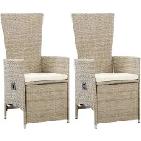 vidaXL Garten-Liegestühle 2 Stk. mit Auflagen Poly Rattan Beige