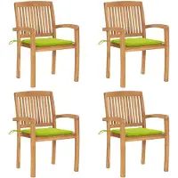 vidaXL Stapelbare Gartenstühle mit Kissen 4 Stk. Massivholz Teak