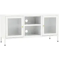 vidaXL TV-Schrank Weiß 105x35x52 cm Stahl und Glas