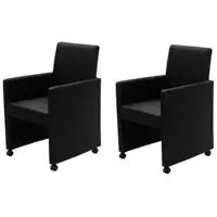 vidaXL Esszimmerstühle 2 Stk. Schwarz Kunstleder