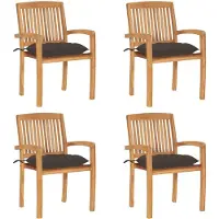 vidaXL Stapelbare Gartenstühle mit Kissen 4 Stk. Massivholz Teak