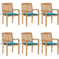 vidaXL Stapelbare Gartenstühle mit Kissen 6 Stk. Massivholz Teak