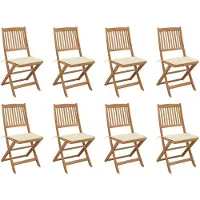 vidaXL Klappbare Gartenstühle mit Kissen 8 Stk. Massivholz Akazie