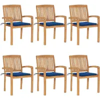 vidaXL Stapelbare Gartenstühle mit Kissen 6 Stk. Massivholz Teak