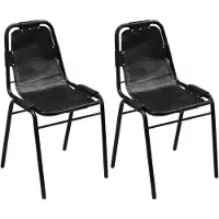 vidaXL Esszimmerstühle 2 Stk. Schwarz Echtleder