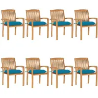 vidaXL Stapelbare Gartenstühle mit Kissen 8 Stk. Massivholz Teak