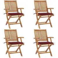 vidaXL Klappbare Gartenstühle mit Kissen 4 Stk. Massivholz Teak
