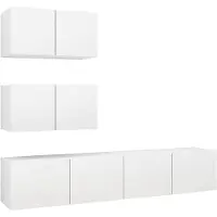 vidaXL 4-tlg. TV-Schrank-Set Weiß Holzwerkstoff