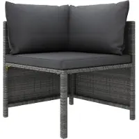 vidaXL Modulares Ecksofa mit Kissen Grau Poly Rattan