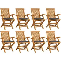 vidaXL Gartenstühle mit Anthrazit Kissen 8 Stk. Massivholz Teak