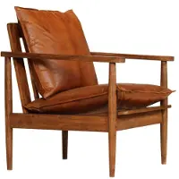 vidaXL Sessel Aus Echtem Leder Mit Acacia Holz
