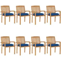 vidaXL Stapelbare Gartenstühle mit Kissen 8 Stk. Massivholz Teak