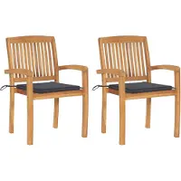 vidaXL Gartenstühle 2 Stk. mit Anthrazit Kissen Massivholz Teak