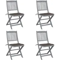 vidaXL Klappbare Gartenstühle 4 Stk. mit Kissen Massivholz Akazie