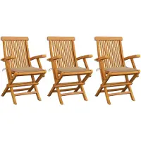 vidaXL Klappstühle mit beigen Kissen, 3-teilig, Massivholz Teakholz