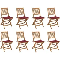 vidaXL Klappbare Gartenstühle mit Kissen 8 Stk. Massivholz Akazie
