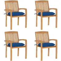 vidaXL Stapelbare Gartenstühle mit Kissen 4 Stk. Massivholz Teak