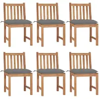 vidaXL Gartenstühle 6 Stk. mit Kissen Massivholz Teak
