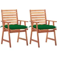 vidaXL Garten-Essstühle 2 Stk. mit Kissen Massivholz Akazie