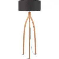 Good&Mojo - Stehleuchte Annapurna - Dunkelgrau/Bambus - Ø60cm für Wohnzimmer, Schlafzimmer