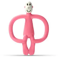 Matchstick Monkey Monkey Teether Beißring mit 2 in 1 Bürste Pink 1 St.